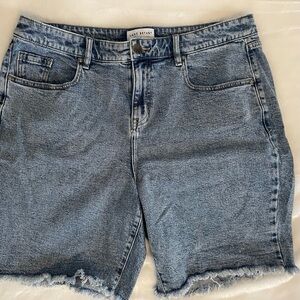 Lane Bryant Blue Denim Jean Shorts, Like New, Frayed Ends, Size 14